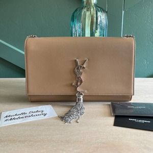 New Saint Laurent Kate Monogram Tassel Nuder